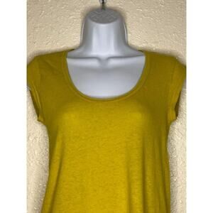 Anthropologie Meadow Rue Yellow Scoop Neck Blouse Linen Cotton XS